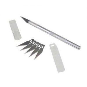 Pen Knife with 5 Sharp Blades Metal Grip Hand-held Paper Cutter (Silver)