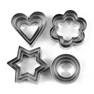 12 Pieces Cookie and Biscuits Cutter Stainless Steel with 4 Shapes