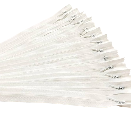 12 Pieces Of White Invisible Zip | 1 Dozen White Invisible Zip | 12 Pieces White Invisible Zips | 1 Dozen Concealed Zippers | 16 Inch Dress & Frock Zip | Tailoring & Sewing Use
