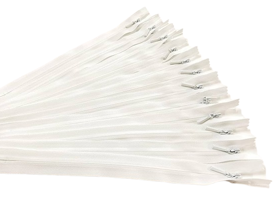 12 Pieces Of White Invisible Zip | 1 Dozen White Invisible Zip | 12 Pieces White Invisible Zips | 1 Dozen Concealed Zippers | 16 Inch Dress & Frock Zip | Tailoring & Sewing Use