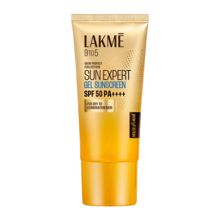 Lakme 9 to 5 Sun Expert Gel Sunscreen SPF 50 PA++++ 18g | Lightweight UV Protection for Dry to Combination Skin