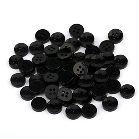 Black Shirt Buttons Pack – 100pcs | Durable Sewing Buttons for Shirts, Dresses, Craft & DIY Projects