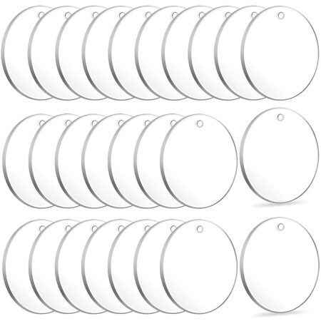 Acrylic Round Shape Keychain Blanks – Clear 2 Inch Circle Discs with Hole | 3mm Thick Transparent Acrylic Blanks for DIY Crafting & Keychains (Pack of 20)