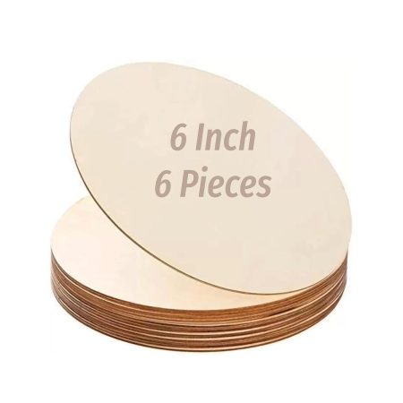 MDF Round Wooden Discs – 6 Inch Blank Craft Boards for DIY Painting, Resin, Decoupage, Sublimation & Art Projects (Pack of 6)