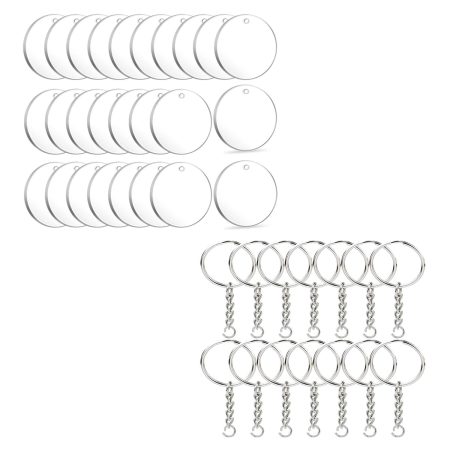Acrylic Round Keychain Blanks with Rings – Clear 2 Inch Circle Discs (3mm Thick) Transparent Acrylic Blanks with Keychain Rings for DIY Crafting & Personalization (Pack of 10)