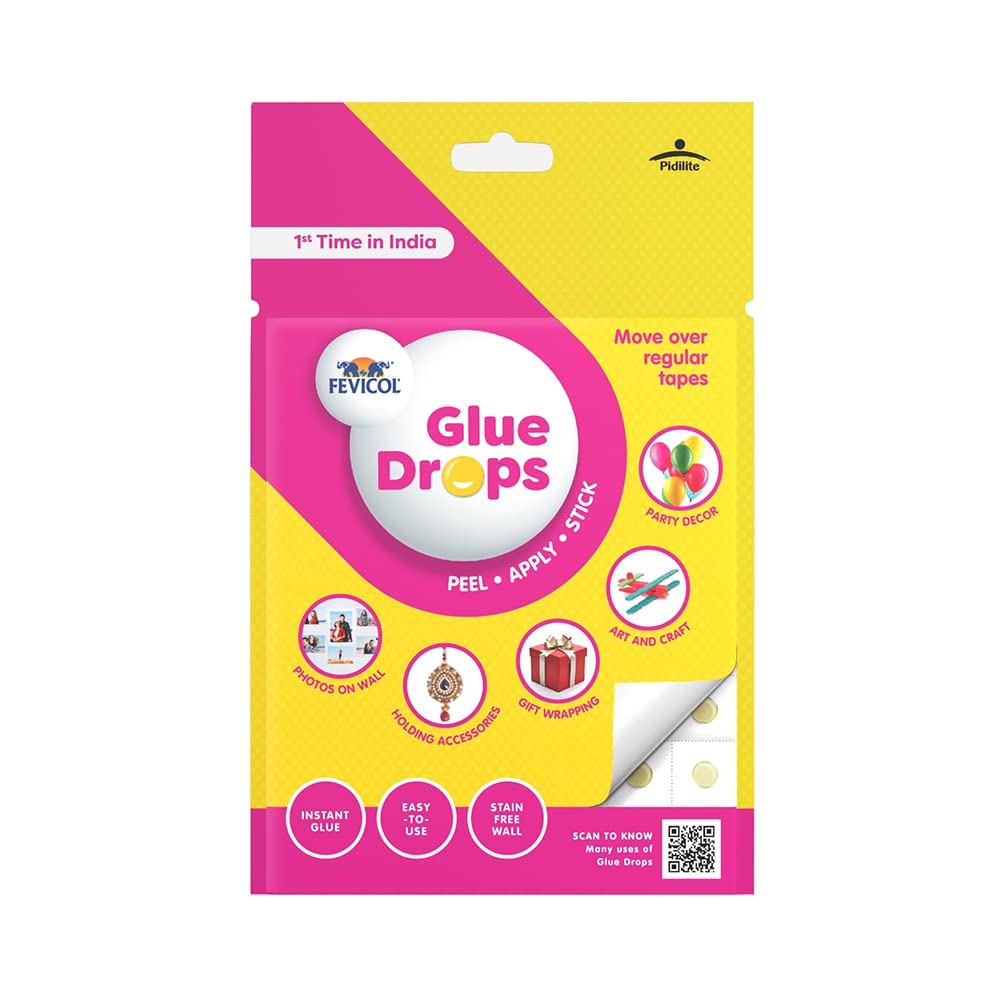 Fevicol Multi Use Glue Drops – 24 Dots (Pack of 5) | Strong Adhesive for Crafts, Decorations & Events