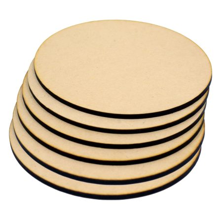 MDF Round Boards – 4 Inch Blank Craft Discs for DIY Painting, Resin, Sublimation & Art Projects (Set of 5)