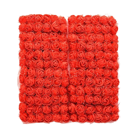 Red Artificial Foam Rose Flowers – Bunch for Wedding Decoration & Craft Work - Pack of 12pcs