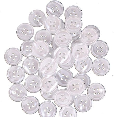 White Shirt Buttons Pack – 100pcs | Durable Sewing Buttons for Shirts, Dresses, Craft & DIY Projects