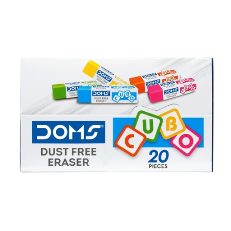 Doms Dust Free Cubo Eraser – Box Pack of 20 | Non-Toxic, Safe & Smooth Erasing