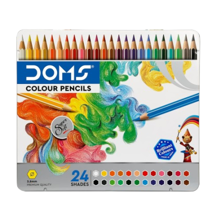Doms Colour Pencils – 24 Shades, Premium Quality Tin Box Pack