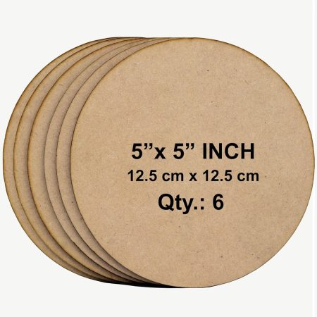 MDF Round Boards – 5x5 Inch Blank Craft Discs for DIY Painting, Resin, Sublimation & Art Projects (Set of 5)