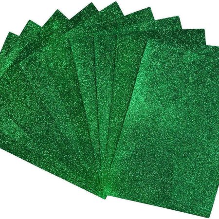 Glitter Foam Sheet Green– 10pcs Pack | Sparkling Craft Sheets for DIY, School Projects & Decorations