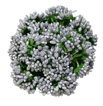 Silver Artificial Pollen Flowers – Bunch for Flower Making & Craft Decoration