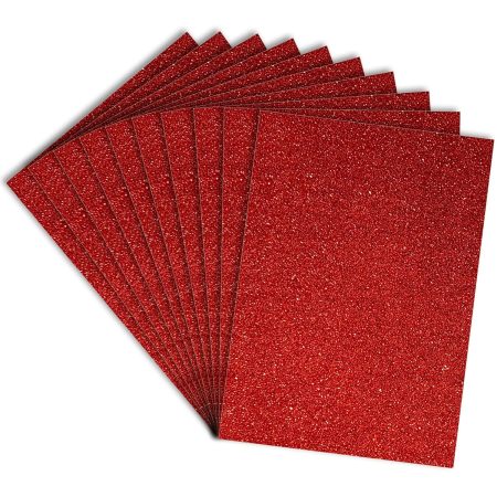 Glitter Foam Sheet Red – 10pcs Pack | Sparkling Craft Sheets for DIY, School Projects & Decorations