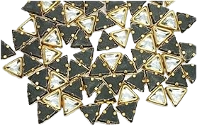Triangle Shape White Clip Stone – Gold Base Stones for Embroidery & Craft (4x4x4, 6x6x6, 8x8x8 mm)