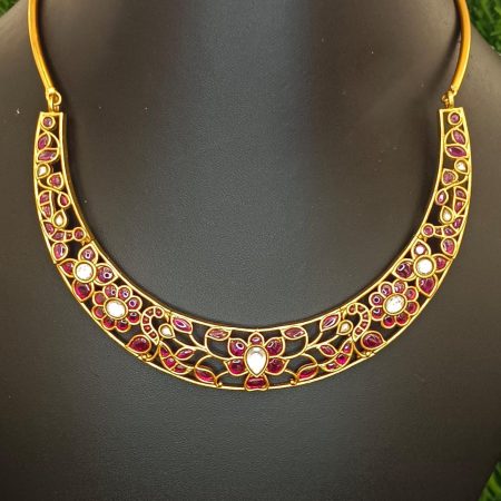 Ruby Floral Kundan Choker Necklace