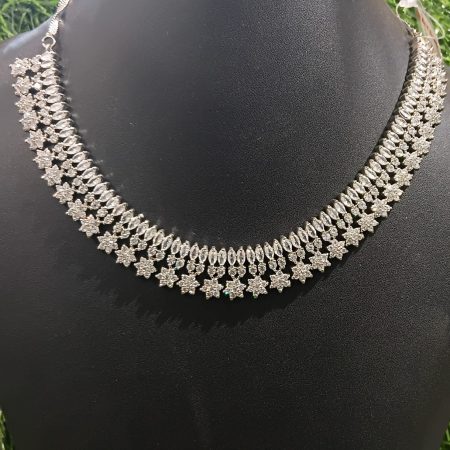 Elegant Silver Necklace with Star and Marquise Stone Design