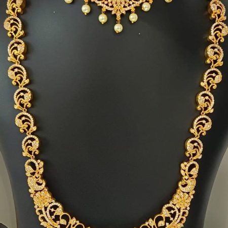 Elegant Bridal Gold Plated Necklace Set with Stones & Pearls – Traditional Indian Jewelry