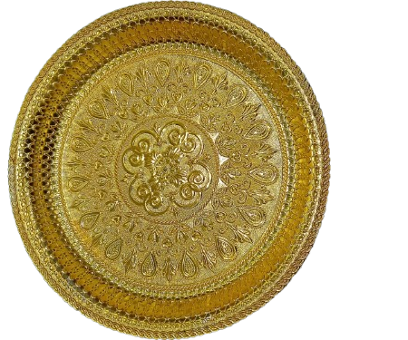 Golden Tray |Elegant Ornate Gold Decorative Plate – Vintage Style Serving Tray