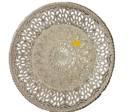 Silver Tray|Decorative Tray |Ornate Silver Decorative Plate – Traditional Embossed Serving Tray