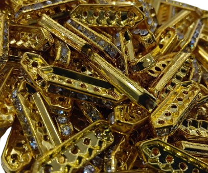 Jewel Making Spacer & Connector - Gold Plated Rhinestone Spacer Beads for Jewelry Making
