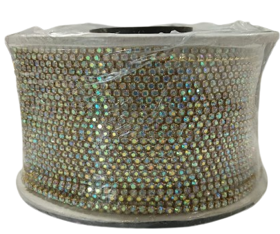 Rainbow stone Chain Roll– Sparkling Trim for Jewelry , Aari & Decoration -Pack of 5m