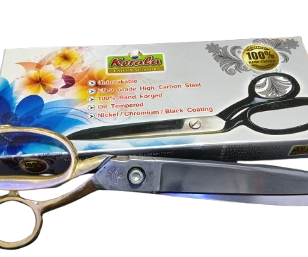 Kerala Tailor Scissors | Hand-Brass- 10inch High Carbon Steel | Durable & Unbreakable for Tailoring & Fabric Cutting
