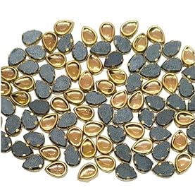 Drop Kundhan Gold Clip Stone – Gold Base Stones for Embroidery & Jewelry (4x6, 6x8 mm)