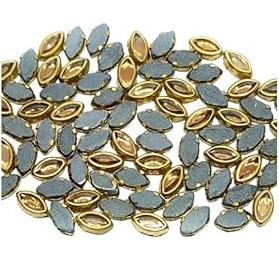 Eye Shape Clip Stone – Gold Base Stones for Embroidery & Craft (3x6, 4x8, 5x10 mm)