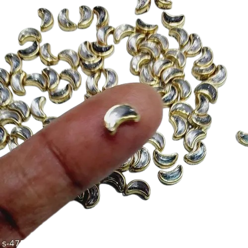 Crescent Shape White Clip Stone | Moon Clip Stone – Gold Base Stones for Embroidery & Craft (3x6 mm, 4x8 mm) - Image 3