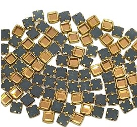 Square Clip Stone | 25 Gms Square Kundhan Clip Stones – 3x3 Sq, 4x4 Sq, 6x6 Sq, 8x8 Sq | Gold Base Stones for Embroidery & Jewelry
