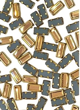 Stick Kundhan Clip Stone – Gold Base Rectangular Stones for Embroidery & Craft (2.5x5, 3x7 mm)