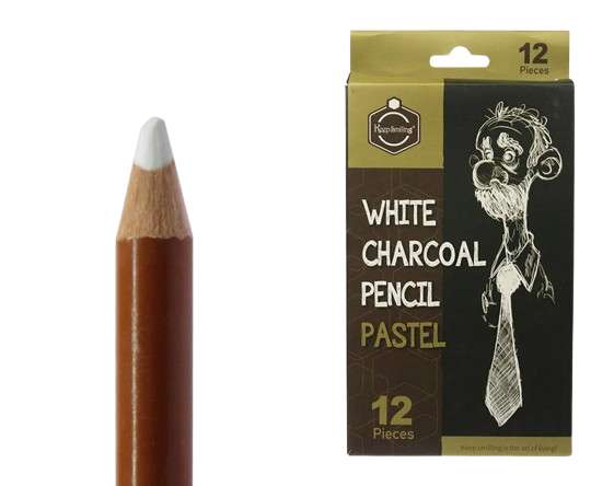 Keep Smiling White Charcoal Pencils - 12 Pieces or 1 Piece | Pastel Drawing Pencils for Art & Sketching - Image 3