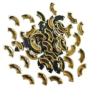 Moon Shape Gold Clip Stone – Designer Stones for Embroidery & Craft (4x8, 6x12 mm)