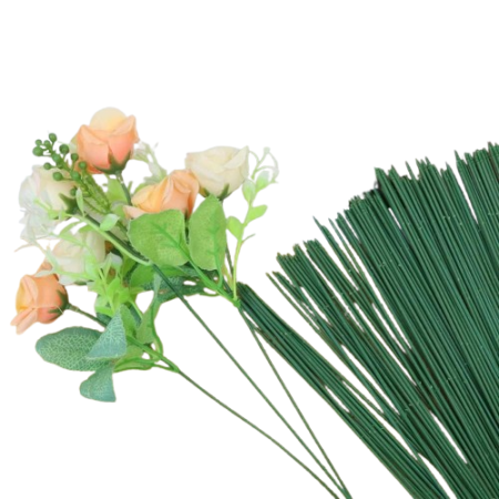 Green Floral Stem Wires for DIY Flower Making – 50 Pc