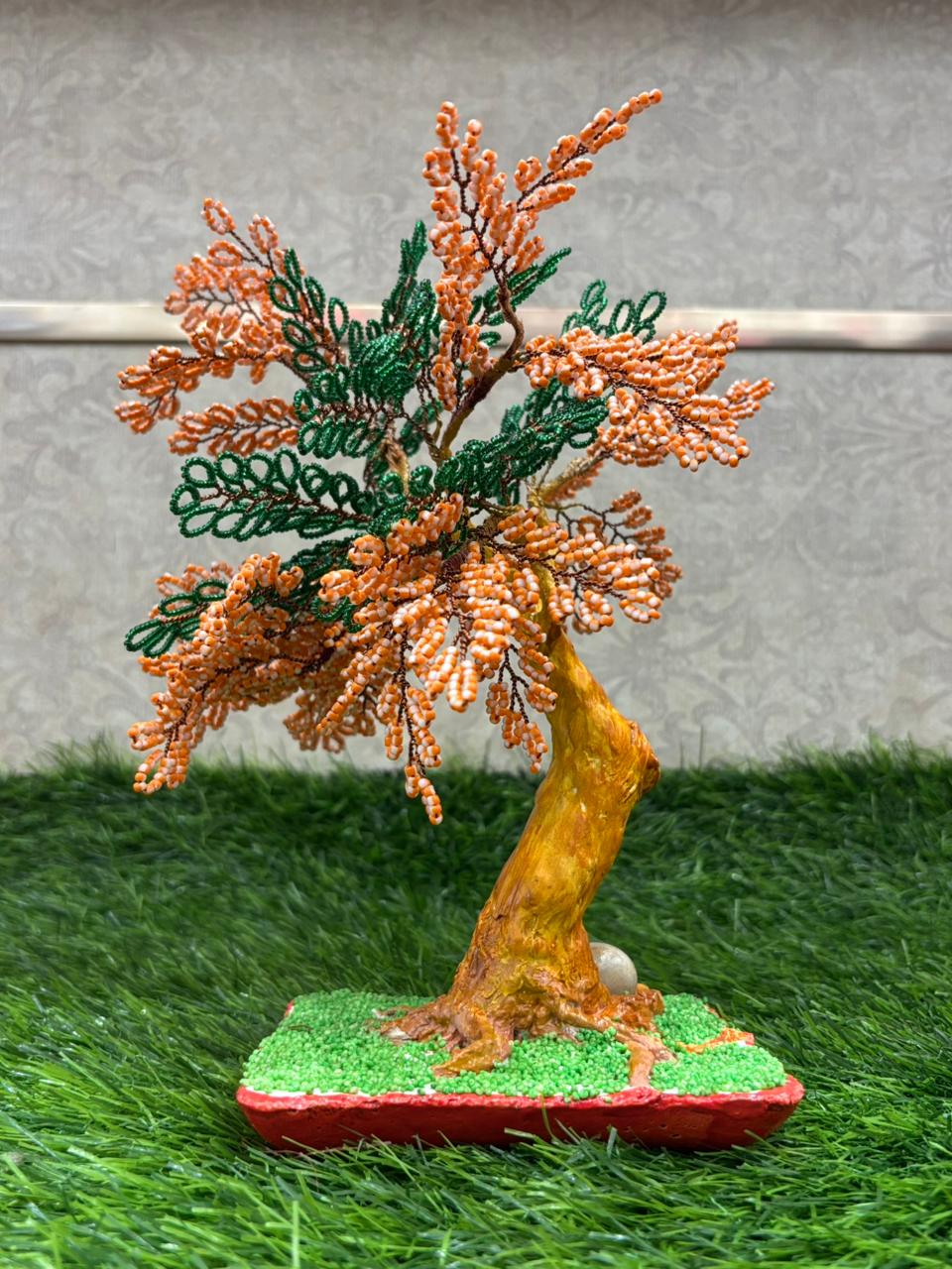 Handcrafted Beaded Tree Wall Decor- Artificial flowers - Image 3