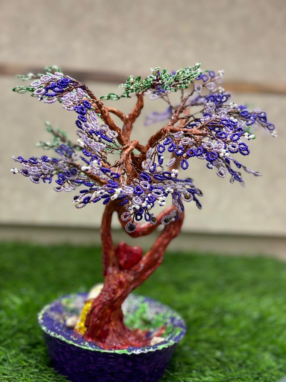 Handcrafted Beaded Tree Wall Decor- Artificial Flowers - Image 2